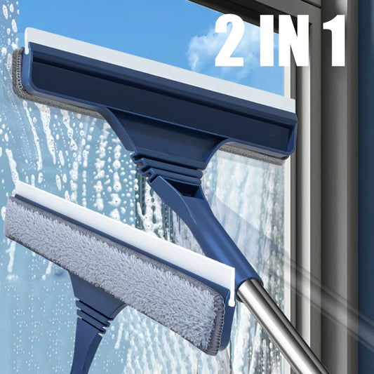 2 in 1 Long Handle Window Mop Squeegee Wiper Cleaning Tool